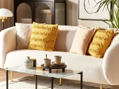New Beliani Set di 2 cuscini AGASTACHE 45 x 45 cm Trama geometrica Giallo