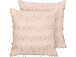 Hot Beliani Set di 2 cuscini AGASTACHE 45 x 45 cm Trama geometrica Rosa