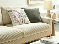 Beliani Set di 2 cuscini AGLAIA Cotone 45 x 45 cm Bianco Trama floreale Bianco Verde