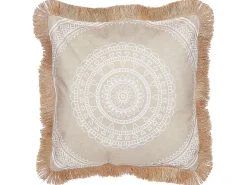 New Beliani Set di 2 cuscini AGRIMONY 45 x 45 cm Beige Trama orientale Beige Bianco