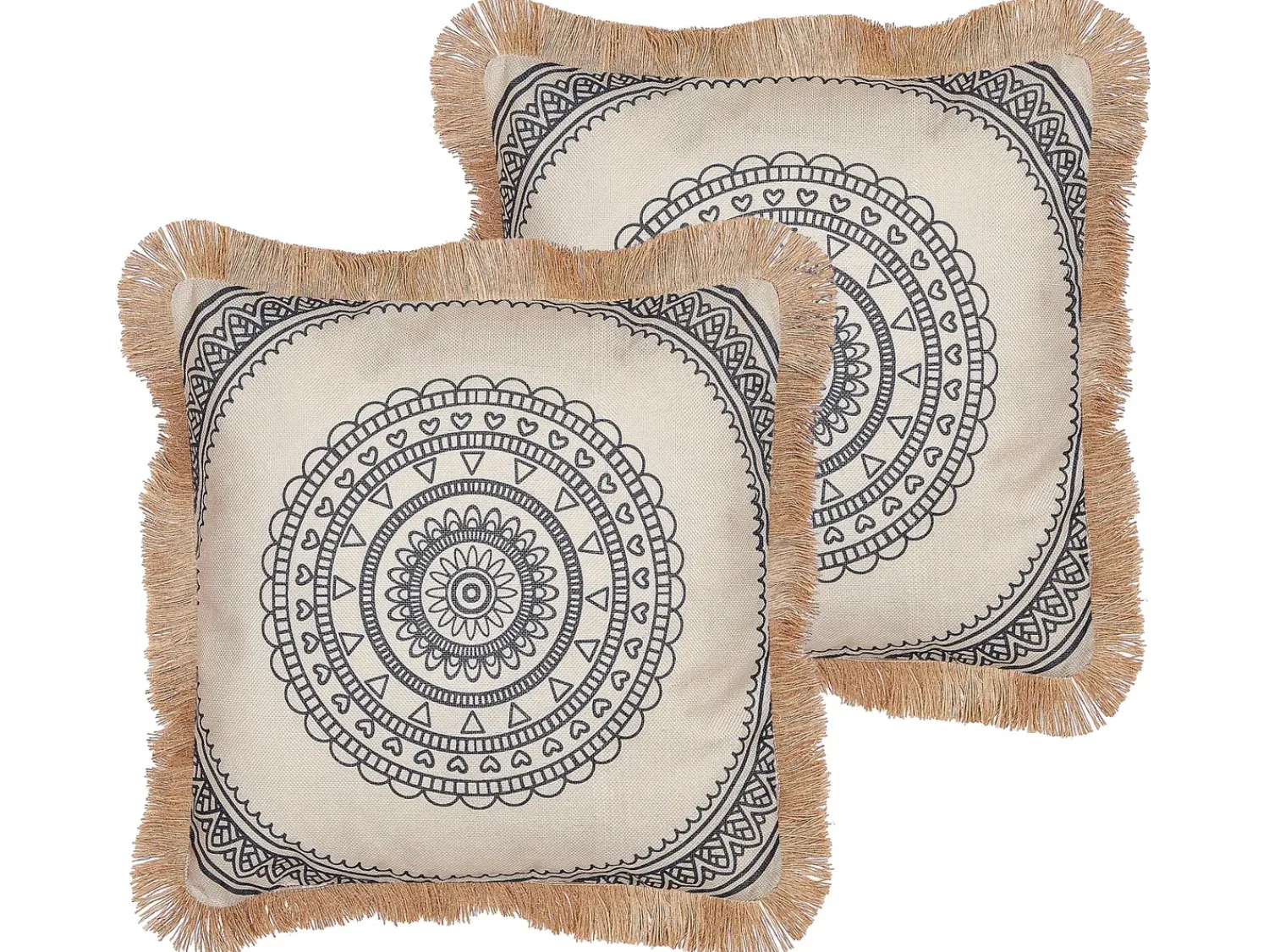 Best Beliani Set di 2 cuscini AGRIMONY 45 x 45 cm Nero Trama orientale Beige Nero