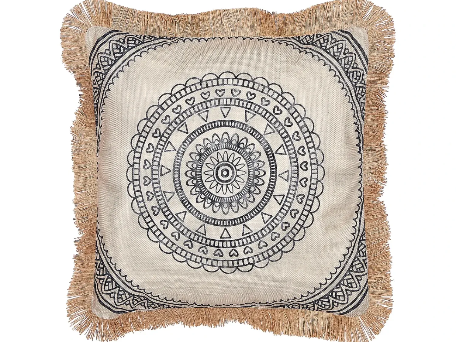 Best Beliani Set di 2 cuscini AGRIMONY 45 x 45 cm Nero Trama orientale Beige Nero