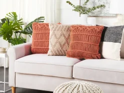 Hot Beliani Set di 2 cuscini AKKOY Cotone 45 x 45 cm Trama geometrica Arancione