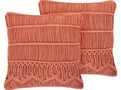 Hot Beliani Set di 2 cuscini AKKOY Cotone 45 x 45 cm Trama geometrica Arancione