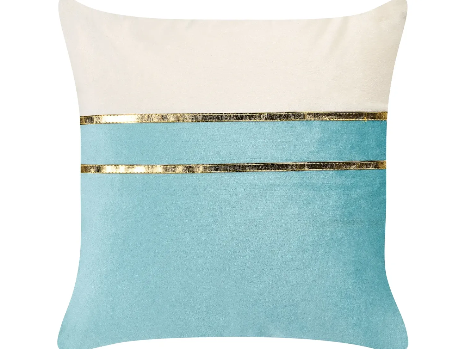 Discount Beliani Set di 2 cuscini ALLIUM Velluto 45 x 45 cm Blu A strisce Beige Blu Oro