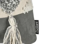 Hot Beliani Set di 2 cuscini ALOCASIA Cotone 45 x 45 cm Beige Trama geometrica Beige Bianco Grigio