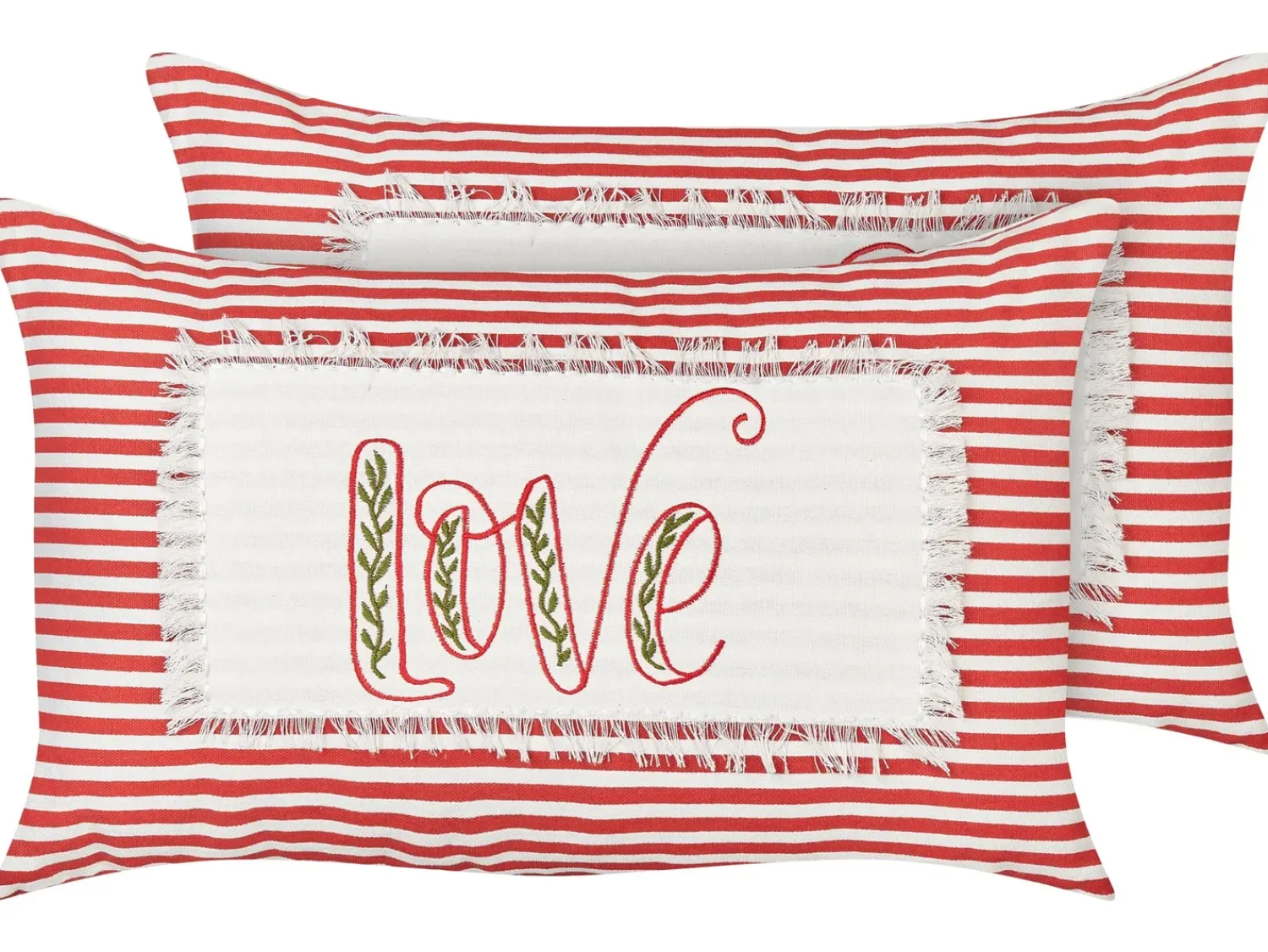 Beliani Set di 2 cuscini ALSINE Cotone 30 x 50 cm Rosso A strisce Bianco Rosso