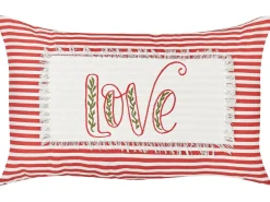 Beliani Set di 2 cuscini ALSINE Cotone 30 x 50 cm Rosso A strisce Bianco Rosso