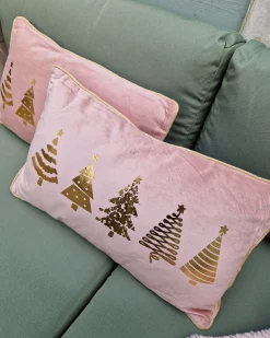 Hot Beliani Set di 2 cuscini ALSOBIA Velluto 30 x 50 cm Rosa Modello natalizio Oro Rosa
