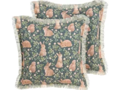 Sale Beliani Set di 2 cuscini ALSTROEMERIA Cotone 45 x 45 cm Verde Trama animale Beige Verde