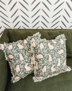 Sale Beliani Set di 2 cuscini ALSTROEMERIA Cotone 45 x 45 cm Verde Trama animale Beige Verde