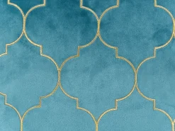 New Beliani Set di 2 cuscini ALYSSUM Velluto 45 x 45 cm Blu Trama Trellis Oro Blu