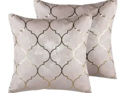 New Beliani Set di 2 cuscini ALYSSUM 45 x 45 cm Rosa Trama Trellis Rosa Oro