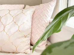 New Beliani Set di 2 cuscini ALYSSUM 45 x 45 cm Rosa Trama Trellis Rosa Oro