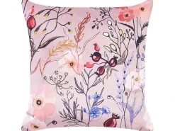 Beliani Set di 2 cuscini ANEMONES Velluto 45 x 45 cm Rosa pastello Trama floreale Bianco Rosa Viola