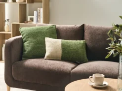 Outlet Beliani Set di 2 cuscini ANISOPTERA Cotone 30 x 50 cm 45 x 45 cm Verde Tinta unita Beige Verde