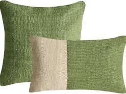 Outlet Beliani Set di 2 cuscini ANISOPTERA Cotone 30 x 50 cm 45 x 45 cm Verde Tinta unita Beige Verde