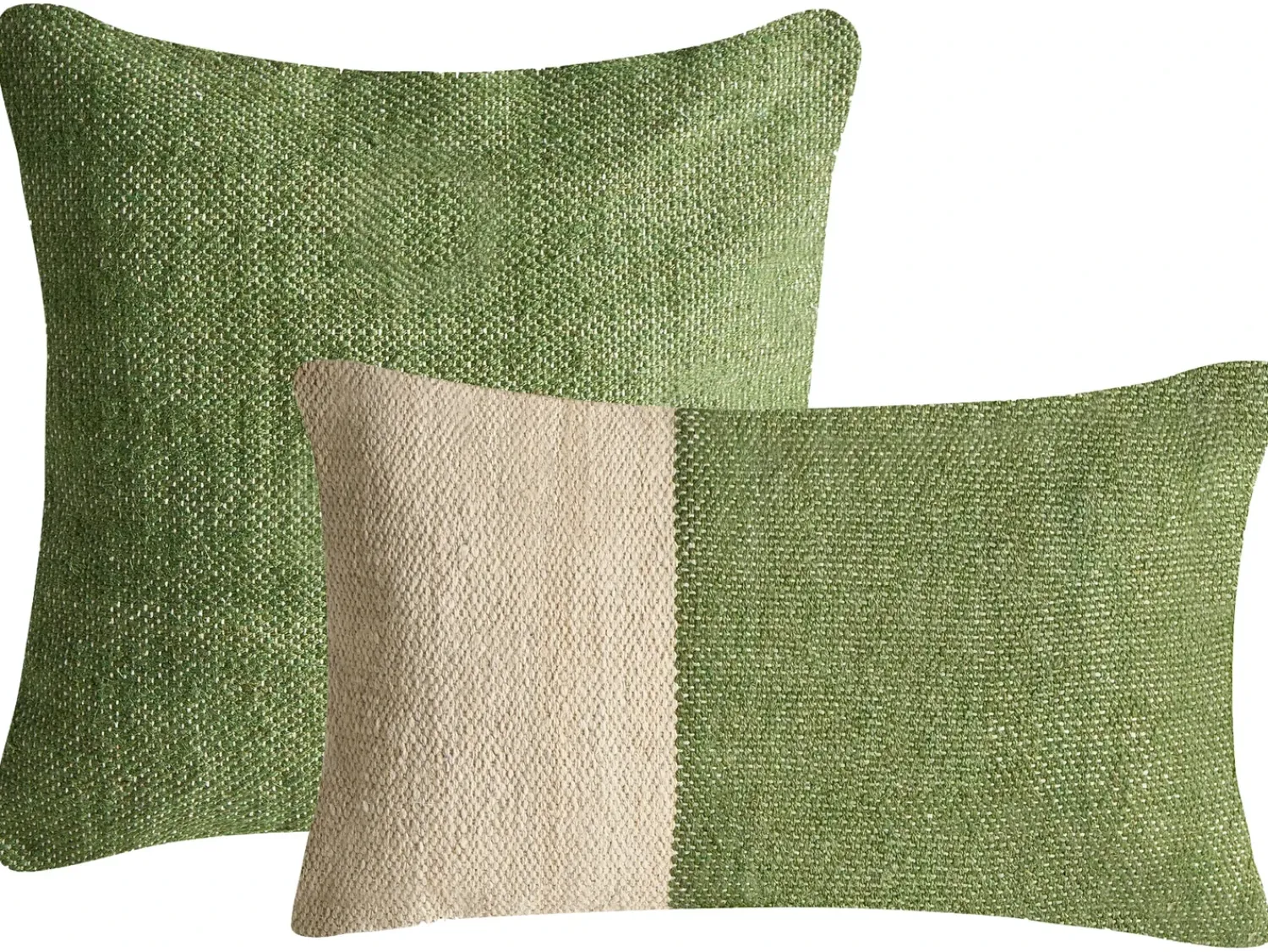 Outlet Beliani Set di 2 cuscini ANISOPTERA Cotone 30 x 50 cm 45 x 45 cm Verde Tinta unita Beige Verde