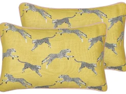 Online Beliani Set di 2 cuscini ARALES Cotone Giallo Bianco Giallo Nero
