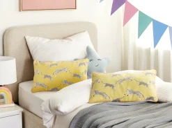Online Beliani Set di 2 cuscini ARALES Cotone Giallo Bianco Giallo Nero
