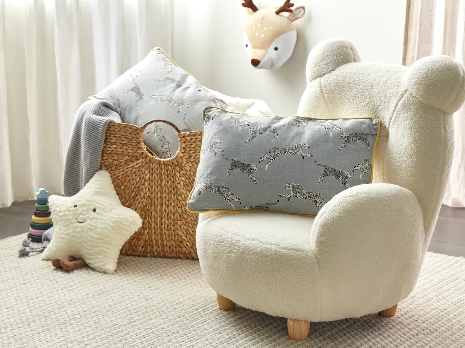 Discount Beliani Set di 2 cuscini ARALES Cotone Grigio chiaro Trama animale Bianco Giallo Grigio Nero