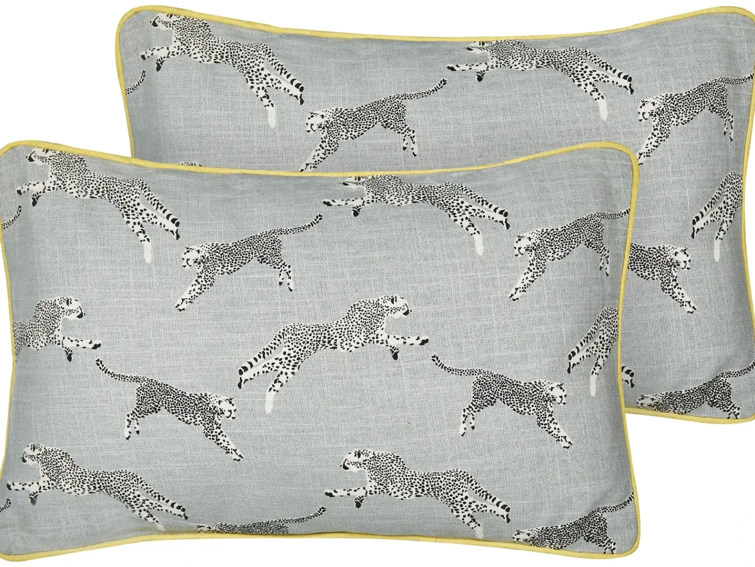 Discount Beliani Set di 2 cuscini ARALES Cotone Grigio chiaro Trama animale Bianco Giallo Grigio Nero
