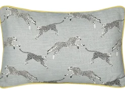 Discount Beliani Set di 2 cuscini ARALES Cotone Grigio chiaro Trama animale Bianco Giallo Grigio Nero