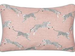 Best Beliani Set di 2 cuscini ARALES Cotone Rosa pastello Trama animale Bianco Grigio Nero Rosa