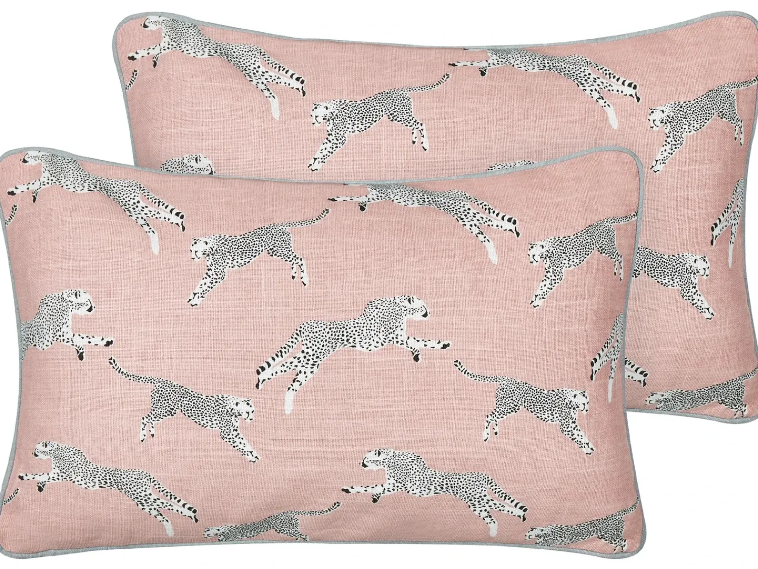 Best Beliani Set di 2 cuscini ARALES Cotone Rosa pastello Trama animale Bianco Grigio Nero Rosa