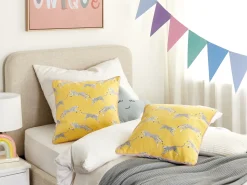 Discount Beliani Set di 2 cuscini ARALES Cotone Giallo Trama animale Bianco Giallo Nero Rosa
