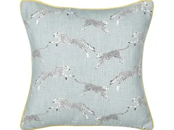 New Beliani Set di 2 cuscini ARALES Cotone Grigio chiaro Trama animale Bianco Giallo Grigio Nero
