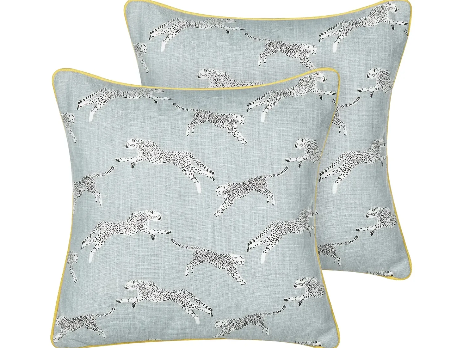 New Beliani Set di 2 cuscini ARALES Cotone Grigio chiaro Trama animale Bianco Giallo Grigio Nero