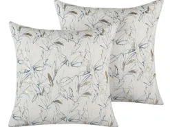 Discount Beliani Set di 2 cuscini ARBOR 45 x 45 cm Beige Trama floreale Beige Argento Blu Oro