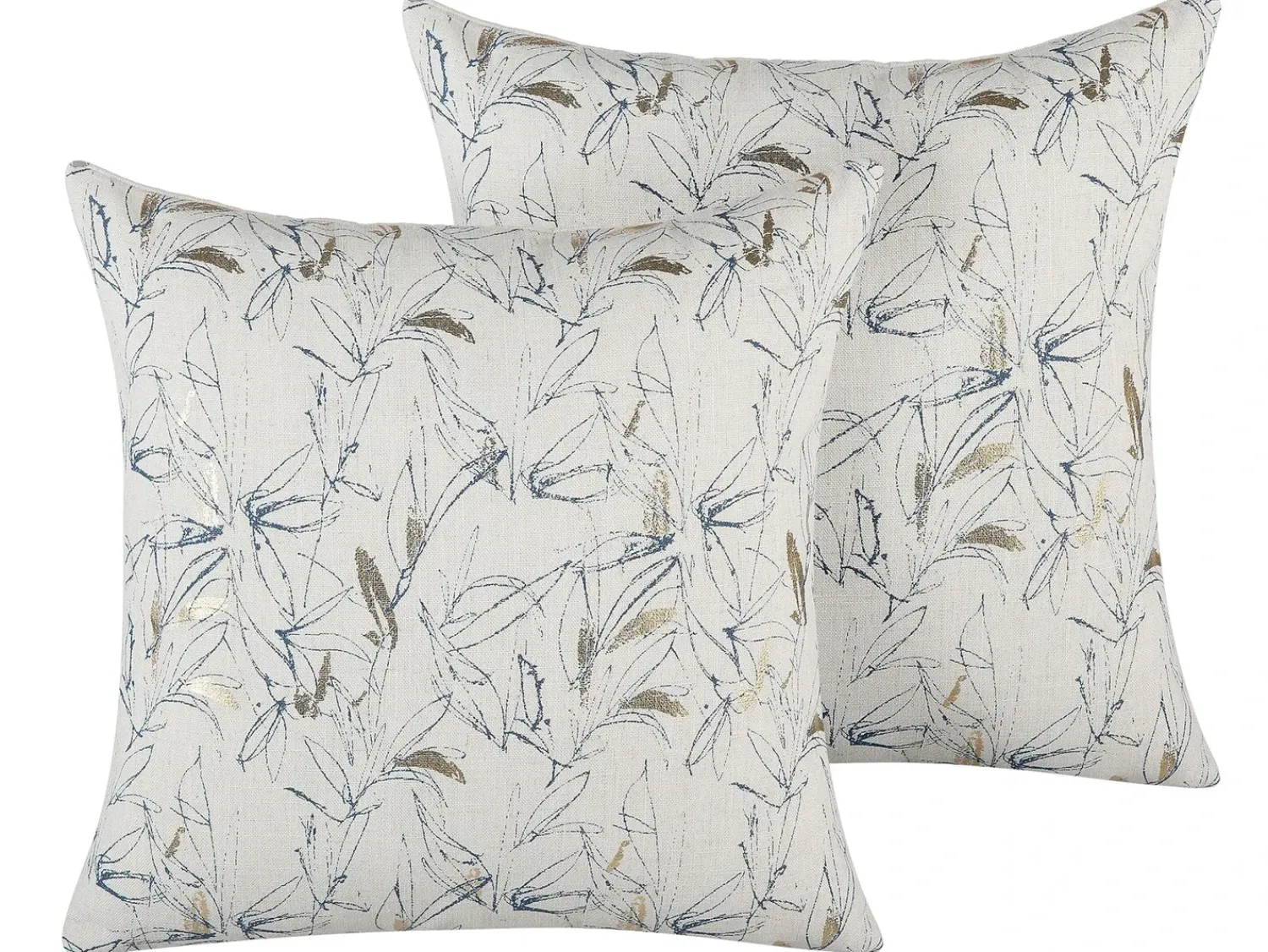 Discount Beliani Set di 2 cuscini ARBOR 45 x 45 cm Beige Trama floreale Beige Argento Blu Oro