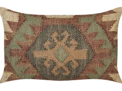 New Beliani Set di 2 cuscini ARVEN Iuta Marrone Trama orientale Beige Marrone Rosso Verde Multicolore