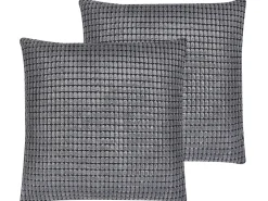 Best Beliani Set di 2 cuscini ASPIDISTRA Velluto 45 x 45 cm Trama geometrica Grigio