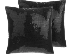 Online Beliani Set di 2 cuscini ASTER 45 x 45 cm Tinta unita Nero