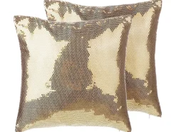 Online Beliani Set di 2 cuscini ASTER 45 x 45 cm Tinta unita Oro
