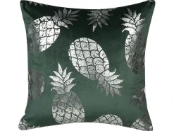 New Beliani Set di 2 cuscini ASTILBE Velluto 45 x 45 cm Verde scuro Trama di piante Verde Argento