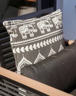 Outlet Beliani Set di 2 cuscini ATABAGI Cotone 45 x 45 cm Nero Trama orientale Bianco Nero