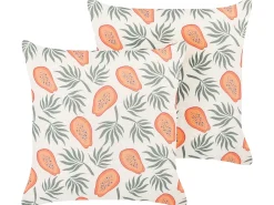 Discount Beliani Set di 2 cuscini AVENS 45 x 45 cm Multicolore Trama di piante Arancione Bianco Multicolore Verde