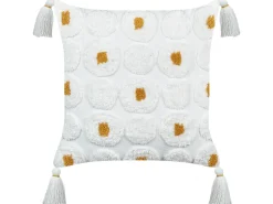 Hot Beliani Set di 2 cuscini AZALIA Cotone 45 x 45 cm Bianco Trama floreale Bianco Giallo