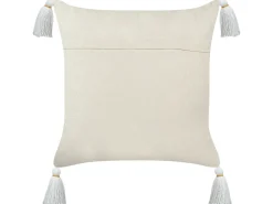 Hot Beliani Set di 2 cuscini AZALIA Cotone 45 x 45 cm Bianco Trama floreale Bianco Giallo