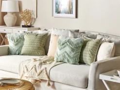 Sale Beliani Set di 2 cuscini BACOPA Cotone 45 x 45 cm Trama Chevron Verde