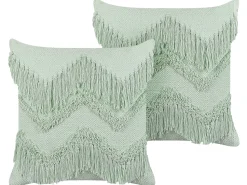 Sale Beliani Set di 2 cuscini BACOPA Cotone 45 x 45 cm Trama Chevron Verde