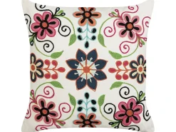 Best Beliani Set di 2 cuscini BAHRAICH Cotone 50 x 50 cm Multicolore Trama floreale Bianco Rosa Verde Multicolore