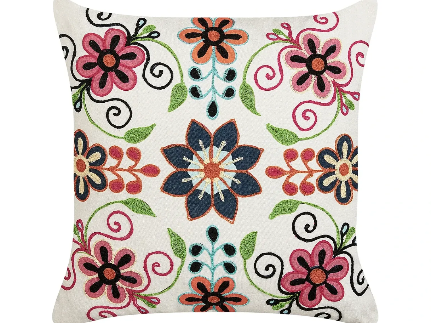 Best Beliani Set di 2 cuscini BAHRAICH Cotone 50 x 50 cm Multicolore Trama floreale Bianco Rosa Verde Multicolore