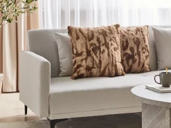 Best Beliani BAKIRA Finta pelliccia 45 x 45 cm Trama astratta Marrone