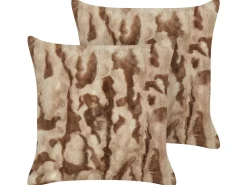 Best Beliani BAKIRA Finta pelliccia 45 x 45 cm Trama astratta Marrone