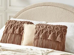 Online Beliani Set di 2 cuscini BAMIAN Cotone 45 x 45 cm chiaro Trama geometrica Marrone